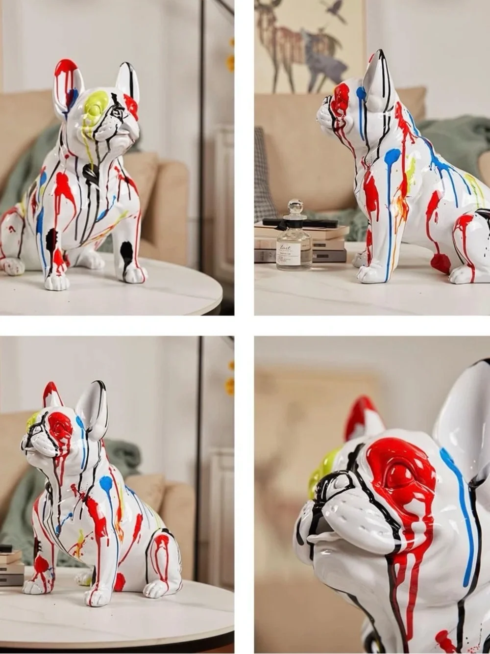 NENBOLEC Bulldog Statue Sculpture Figurine Home Decor Table Centerpiece Art
